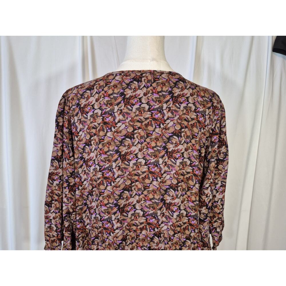Natural Life Boho Prairie Floral Tiered Purple Brown Maxi Dress Medium - Picture 10 of 12